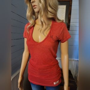 True Religion red v-neck t-shirt xs